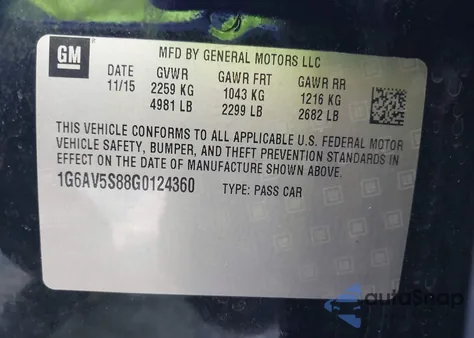 2016 Cadillac Cts V-Sport Premium from USA, damaged, VIN 1G6AV5S88G0124360